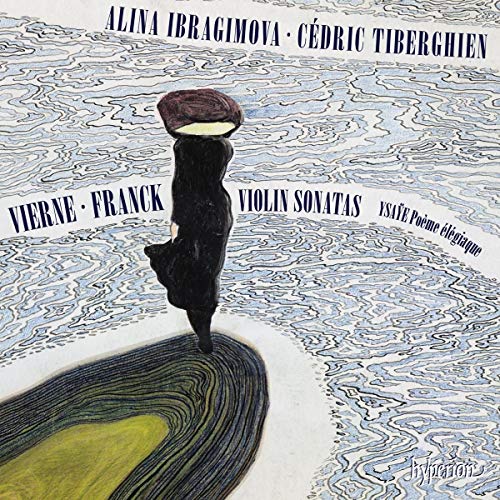 A CD cover featuring a black violin on a green and black abstract background.