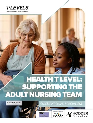 A nurse interacts with an elderly patient in a wheelchair on a textbook cover.