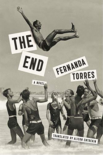 Book cover: man leaping, crowd on beach, bold text “THE END.”