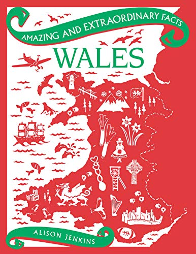 Book cover featuring a red map of Wales with white illustrations on a background.