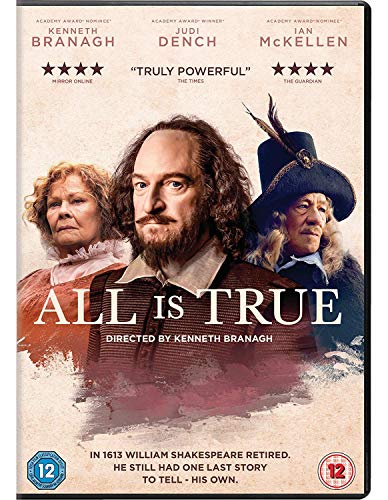 DVD cover for "All Is True" featuring Kenneth Branagh and Judi Dench.
