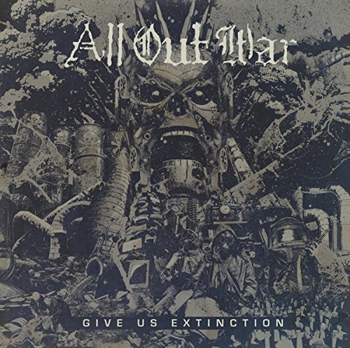 Dark album cover with skeletal figures and industrial machinery imagery.
