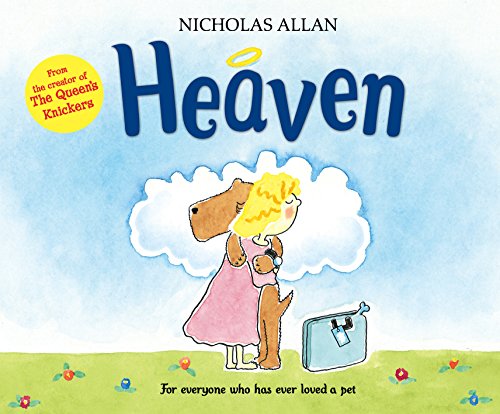 Book cover: dog and angel with halo, titled "Heaven".