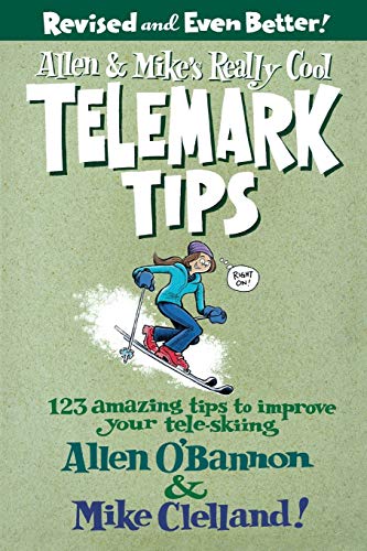 Book cover featuring a cartoon skier and the title "Telemark Tips".