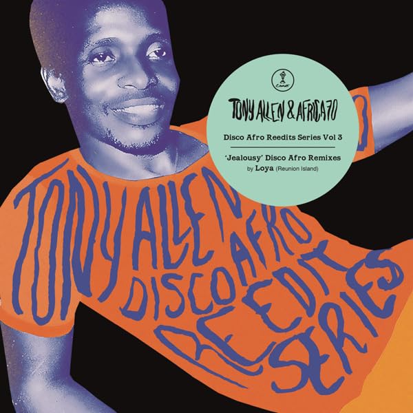 Record cover featuring portrait of Tony Allen with orange text overlay.