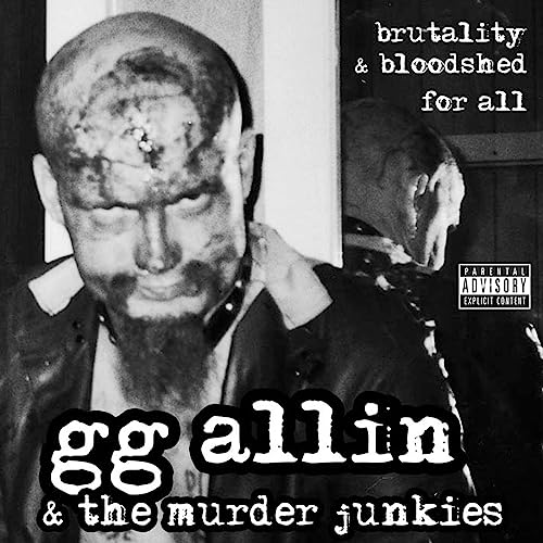 Black and white album cover featuring GG Allin and another person, with text.