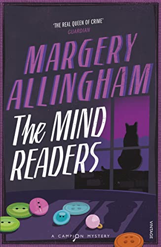 Book cover for The Mind Readers by Margery Allingham featuring a cat and buttons.