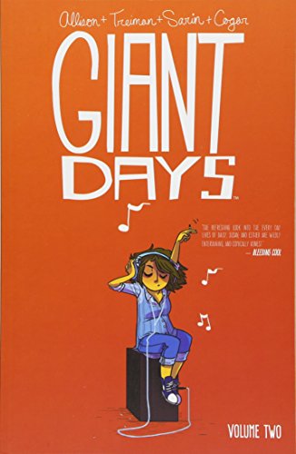 Cover of “Giant Days Volume 2” graphic novel, girl with headphones.