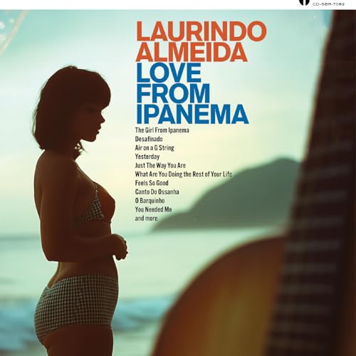 CD cover: Laurindo Almeida’s “Love From Ipanema” with woman in swimsuit.