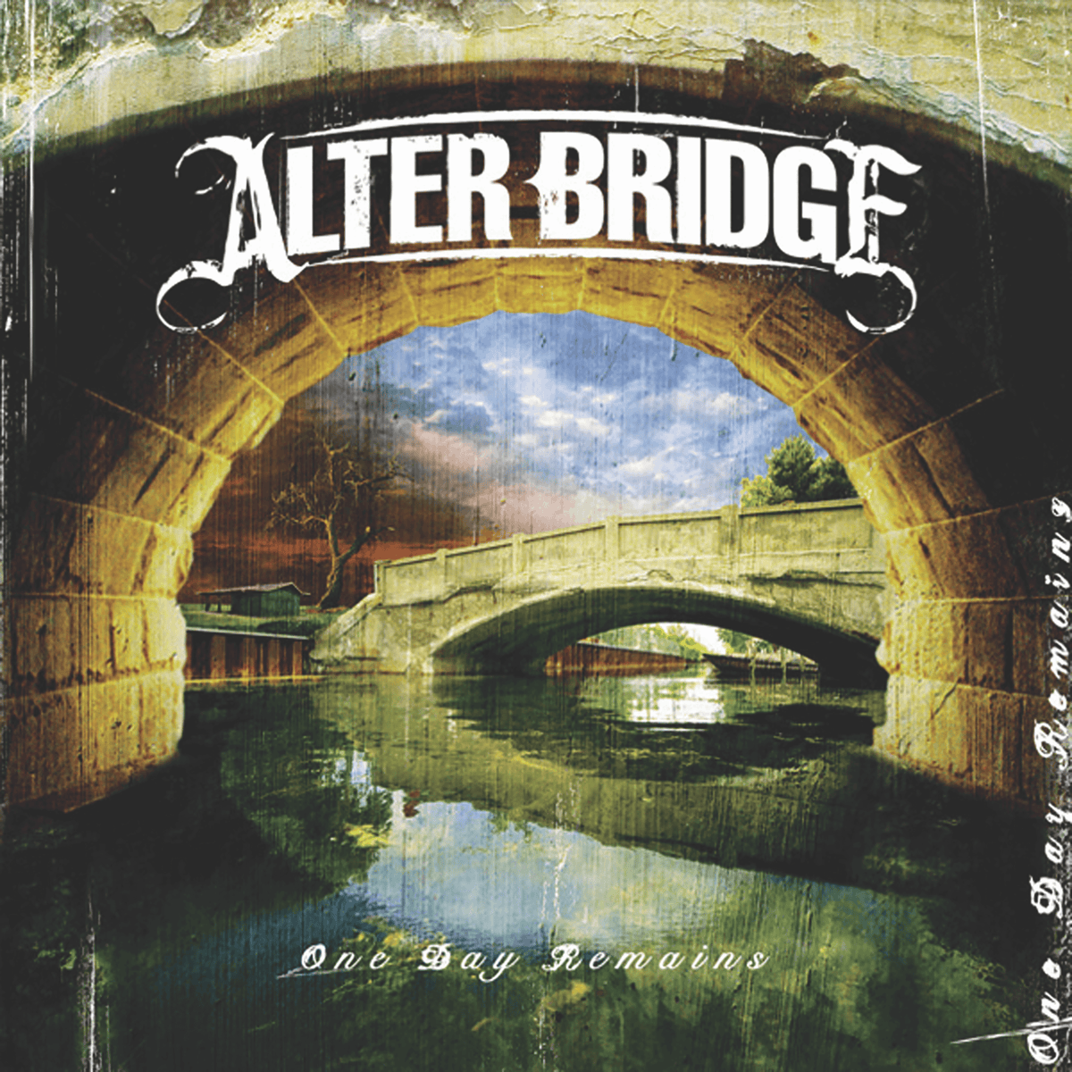 Alter Bridge album cover: stone archway framing a bridge over water.
