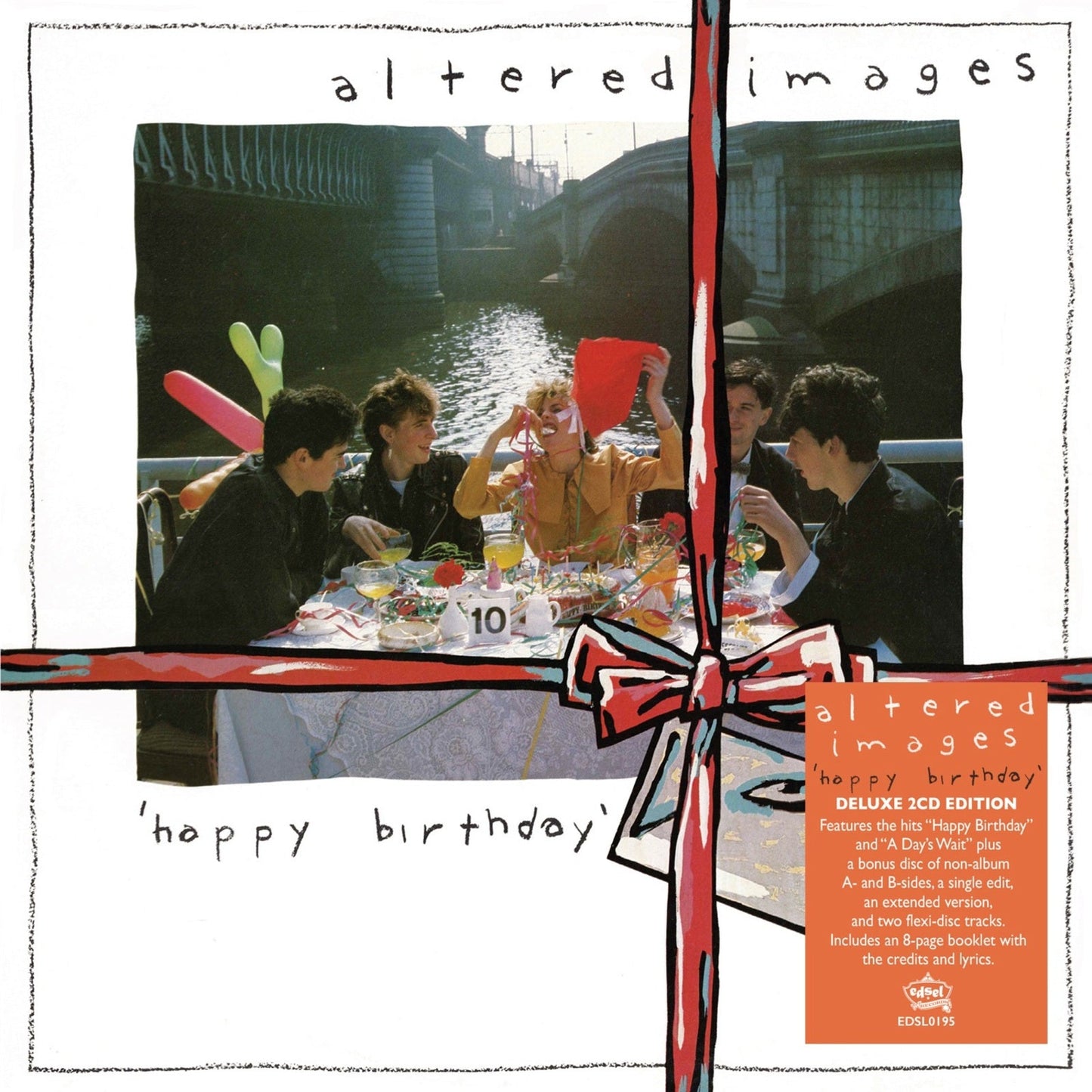 CD cover for Altered Images’ “Happy Birthday” with a group photo and collage.