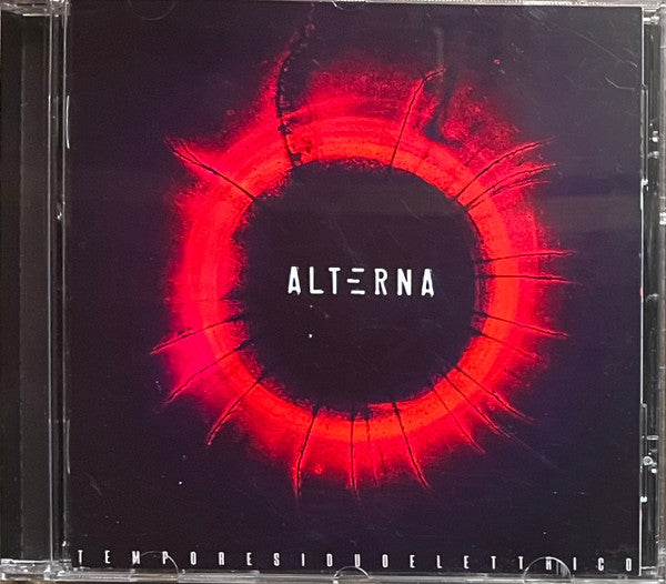 CD case with a dark, abstract red sunburst design and white text.