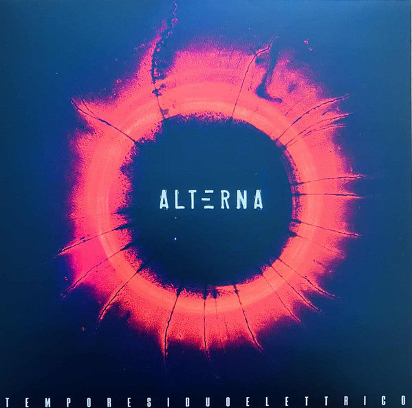 Vinyl record cover: dark blue with a red, circular, textured design.