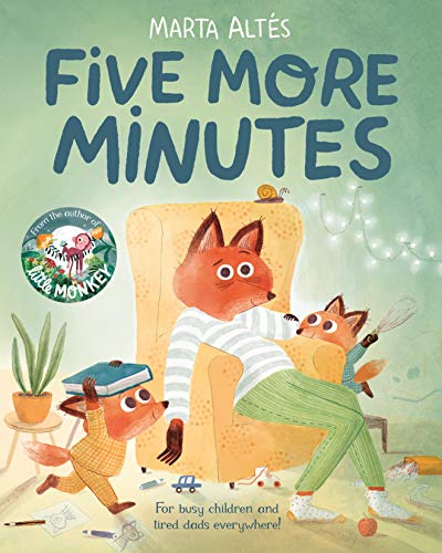Book cover: fox family resisting bedtime, illustrated in watercolor style.