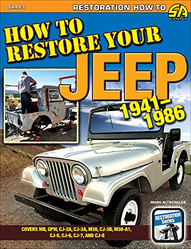 Book cover featuring a vintage Jeep and restoration guide text.