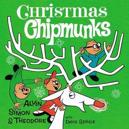 Alvin and the Chipmunks Christmas album cover with cartoon characters.