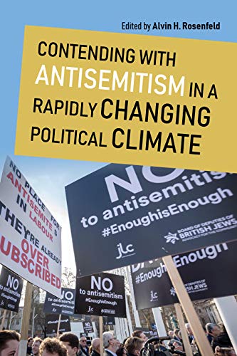 Book cover with protest signs reading “No place for antisemitism” and “Enough.”