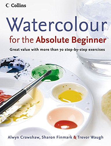 Book cover: “Watercolour for the Absolute Beginner” with paint palette.