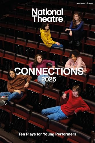 Five young people sit in a theater auditorium, with book title text overlaid.