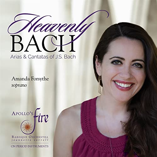 CD cover featuring soprano Amanda Forsythe and text “Heavenly Bach”.