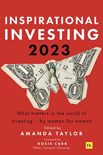 Book cover: "Inspirational Investing 2023" with a butterfly made of dollar bills.