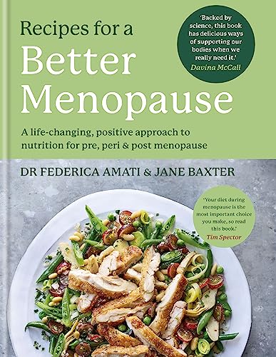 Cookbook cover with salad image and title “Recipes for a Better Menopause.”