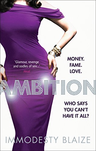 Book cover: woman in purple dress, title "Ambition" in large, sparkly letters.