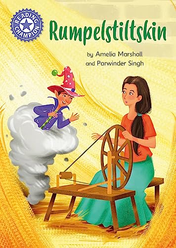 Reading Champion: Rumpelstiltskin" book cover with a girl, imp, and spinning wheel.