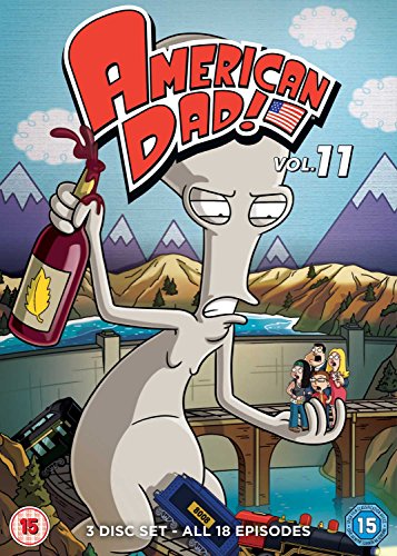 “American Dad!” Season 11 DVD cover featuring Roger holding a bottle.