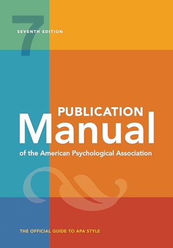 APA Publication Manual, 7th Edition cover with bold text and color blocks.