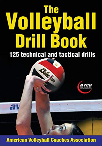 Book cover: "The Volleyball Drill Book" with a player setting a volleyball.