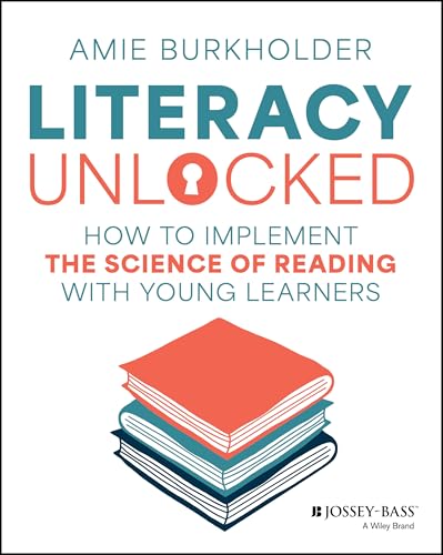 Book cover with stacked books and bold title: "Literacy Unlocked.