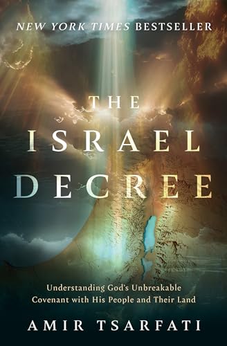 Book cover titled The Israel Decree by Amir Tsarfati featuring a map of Israel.