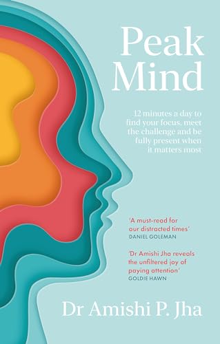Book cover for “Peak Mind” with layered paper-cut profile and text.