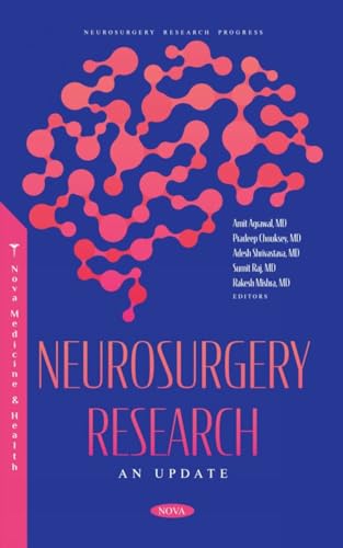 Book cover for “Neurosurgery Research” with a pink neural network graphic.