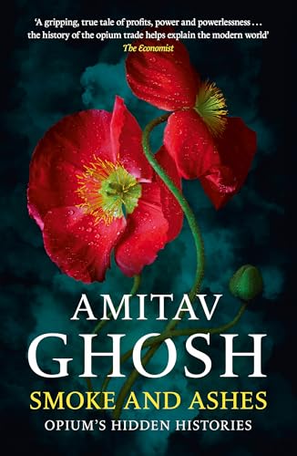 Book cover featuring two bright red poppy flowers against a dark, smoky blue background.