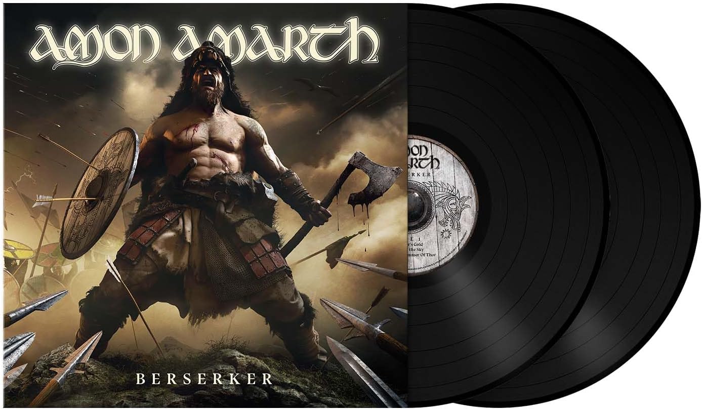 Vinyl record cover featuring a Viking warrior holding a sword against a dark background.