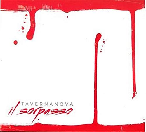 White album cover with red paint splatters and text "Tavernanova il sorpasso".