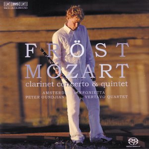 CD cover featuring a man with a clarinet, text āFrost Mozartā.