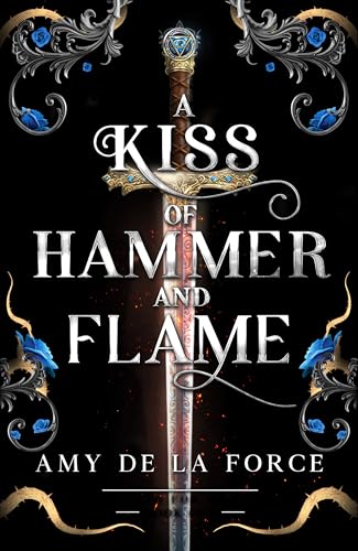Book cover: sword with blue gem, ornate black and gold design.