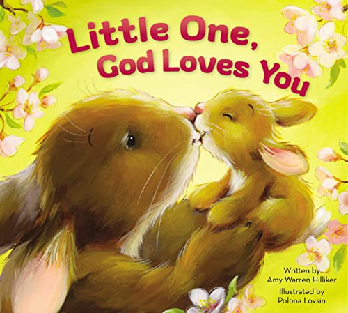 Book cover: mother and baby bunny nuzzle amidst pink blossoms.