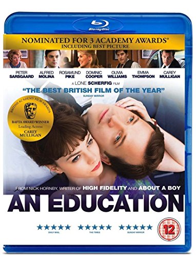 "Blu-ray case for 'An Education' with couple on cover, white background, blue case."