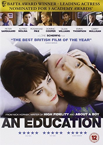 DVD cover for "An Education" featuring two young people and cast names.