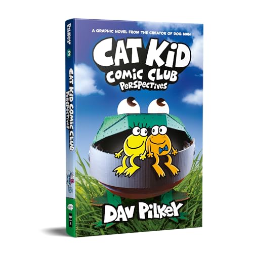 Book cover: “Cat Kid Comic Club Perspectives” by Dav Pilkey, featuring cartoon cats.