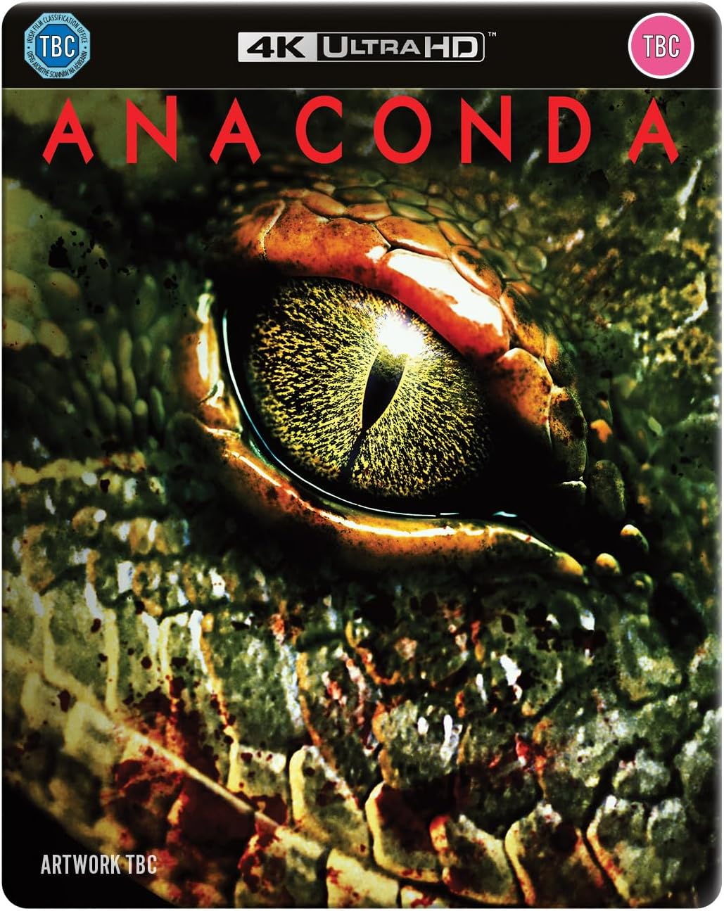 SteelBook cover for "Anaconda" featuring a close-up of a snake’s eye.