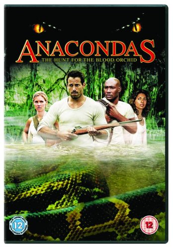 DVD cover for "Anacondas," featuring people in a jungle with a snake.