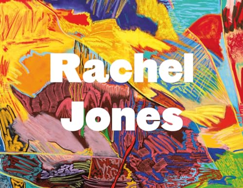 Colorful abstract painting with the name "Rachel Jones" in white text.