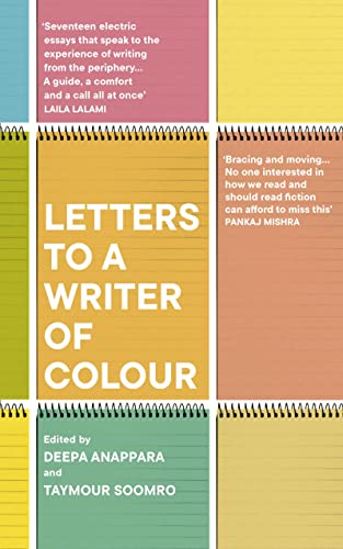 Book cover: "Letters to a Writer of Colour" with colourful blocks.
