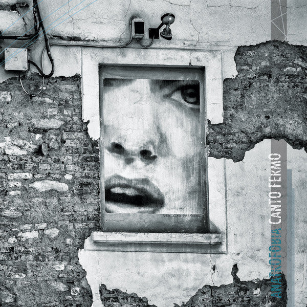 Black and white vinyl album cover featuring a distressed face in a wall.
