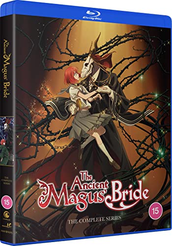 Blu-ray case for "The Ancient Magus Bride" featuring anime art of a girl and horse-headed man.
